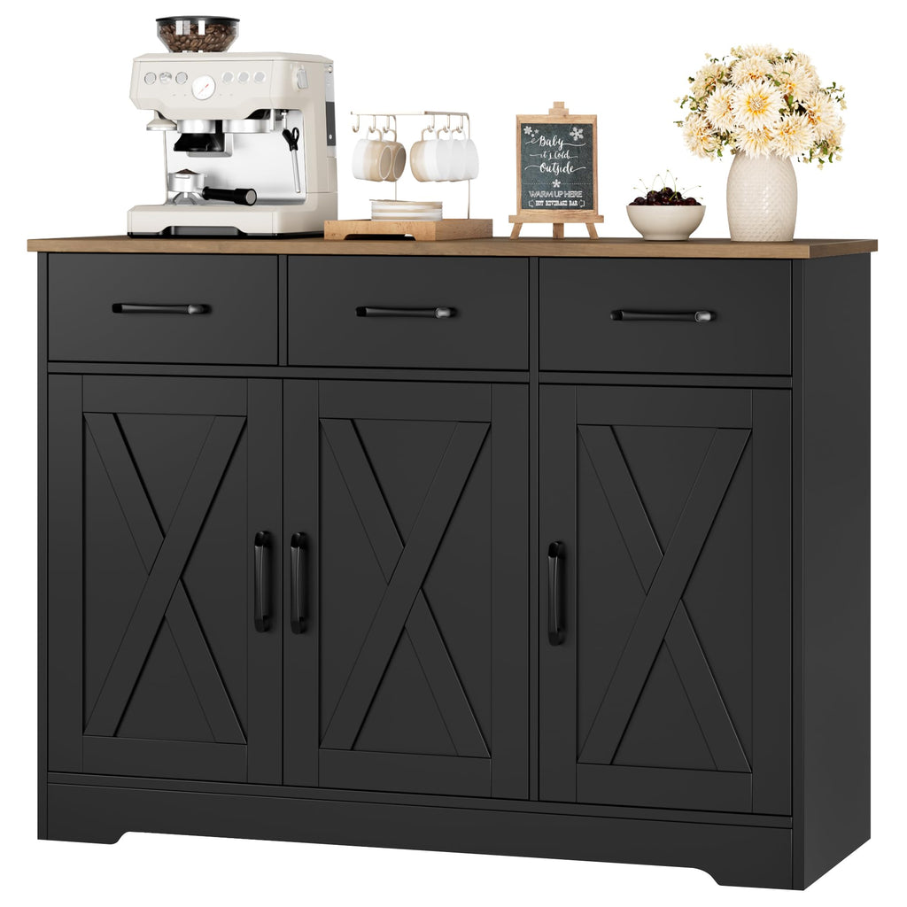 HOSTACK Kitchen Buffet Cabinet with Storage, Sideboard Coffee Bar, White