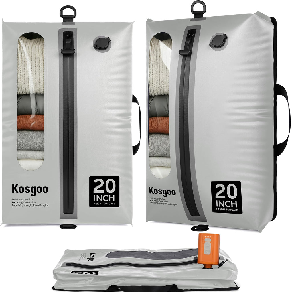 Vacuum Seal Bags for Travel with Pump, Light Grey, 20+20+28