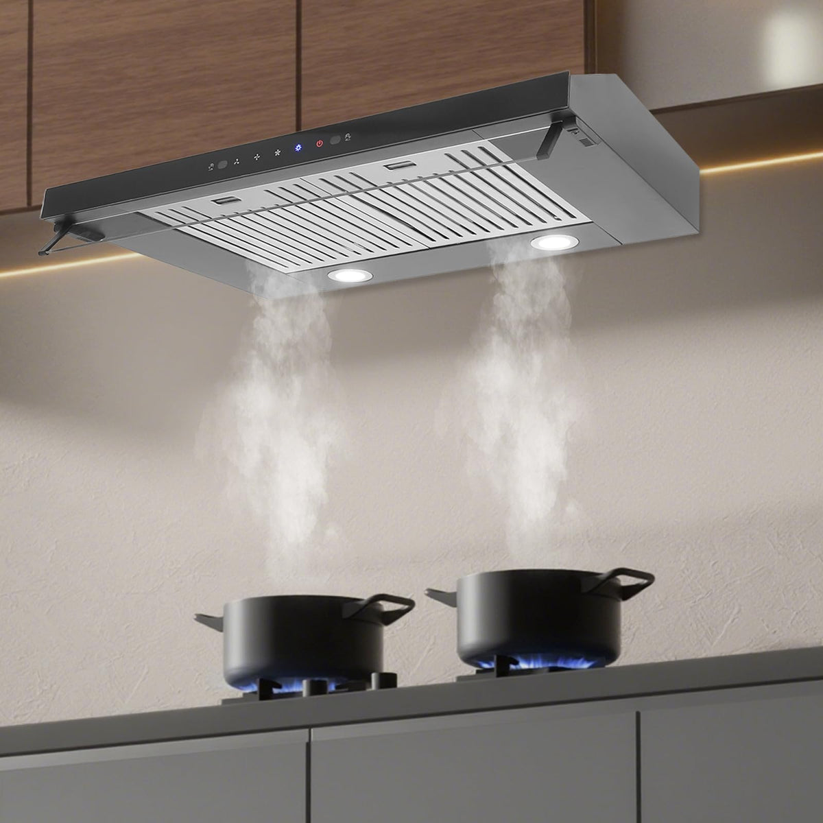 Range Hood 24 Inch Under Cabinet 350CFM Dual Motor 3-Speed Stainless Steel