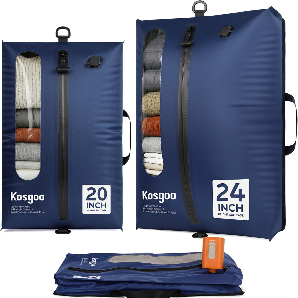 Vacuum Seal Bags for Travel with Pump, Light Grey, 20+20+28