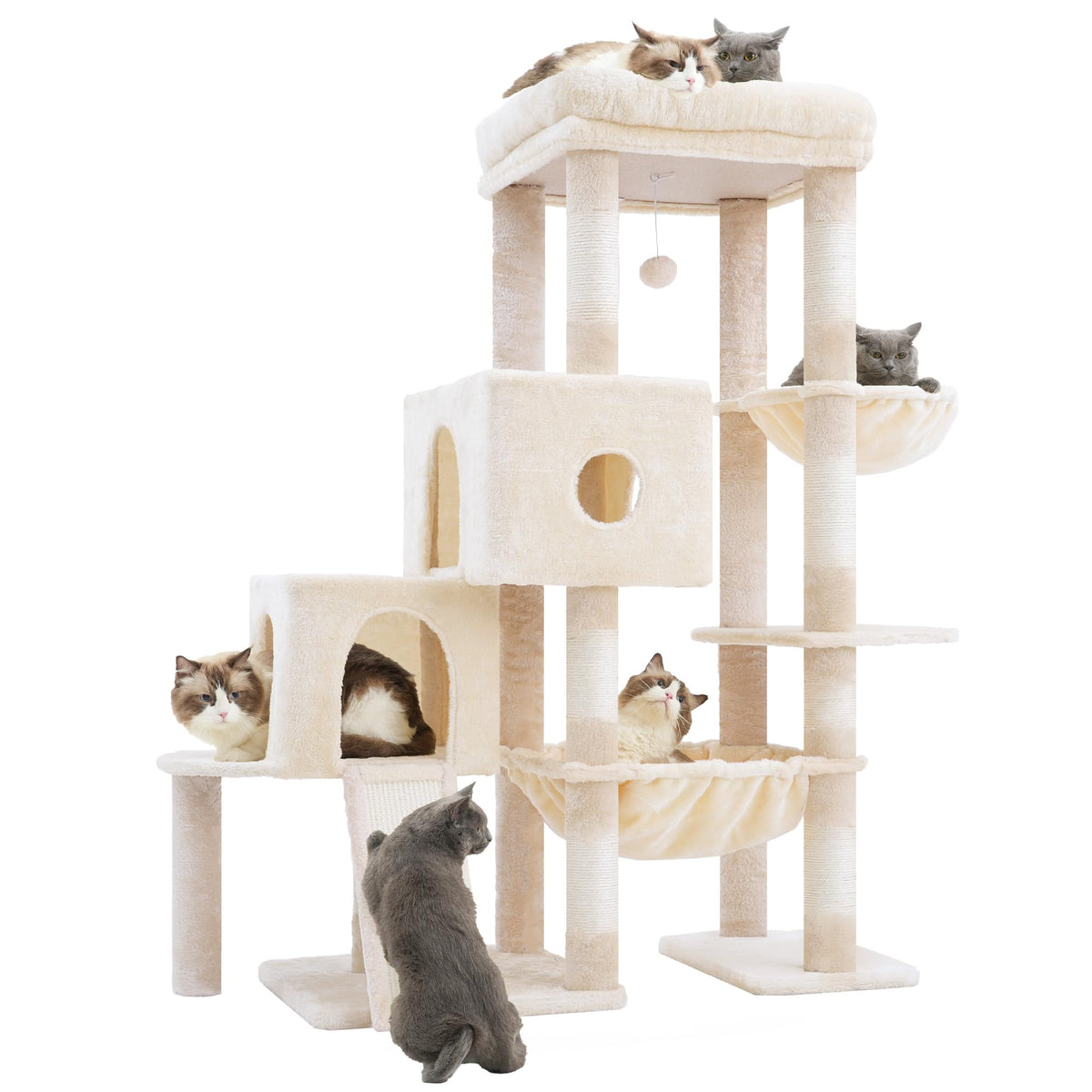 Hey-brother Cat Tree Tower with 3 Condos, Step Climbing Pathway MPJ081G