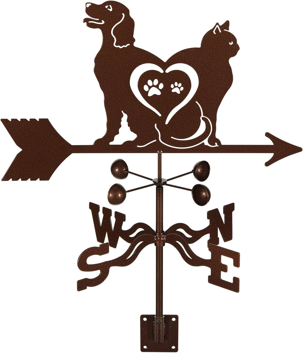 EZ Vane Steel Cat & Dog Love Weathervane with Wind Cups — Post Mount