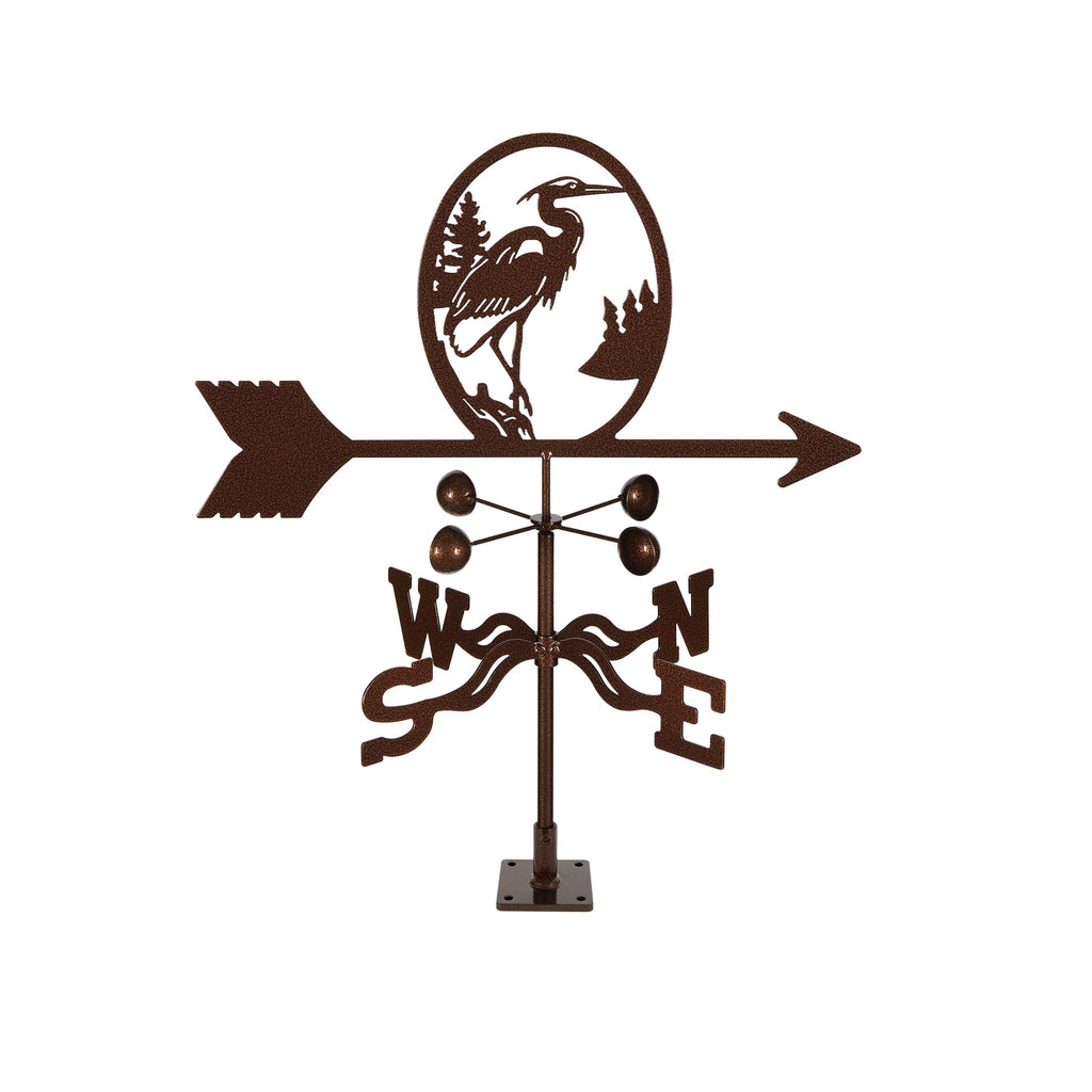 EZ Vane Steel Heron Bird Weathervane with Wind Cups — Post Mount