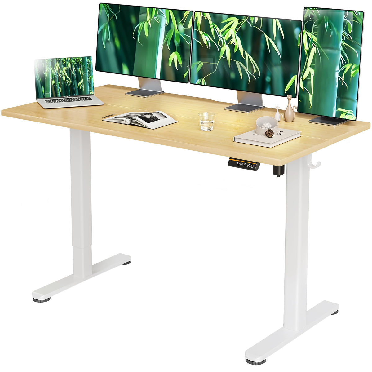 Claiks Electric Height Adjustable Standing Desk, 48x24 Inch, Nature