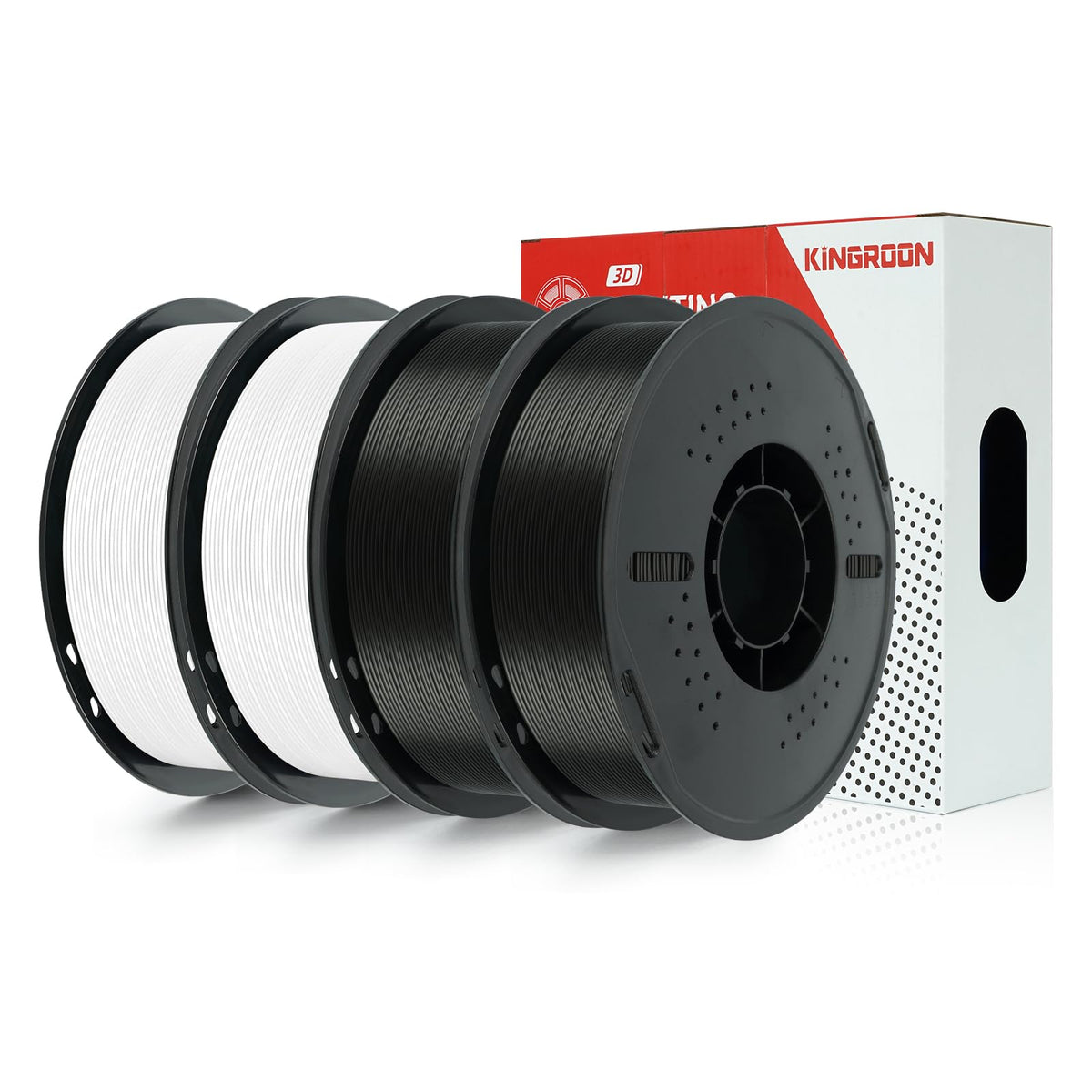 Kingroon PETG 3D Printer Filament, 10 Rolls, Dimensional Accuracy +/- 0.03 mm, 1kg Spool(2.2lbs), 1.75 mm，10KG Ten Colors Black White Grey Red Blue Green Yellow Orange Transparent Silver