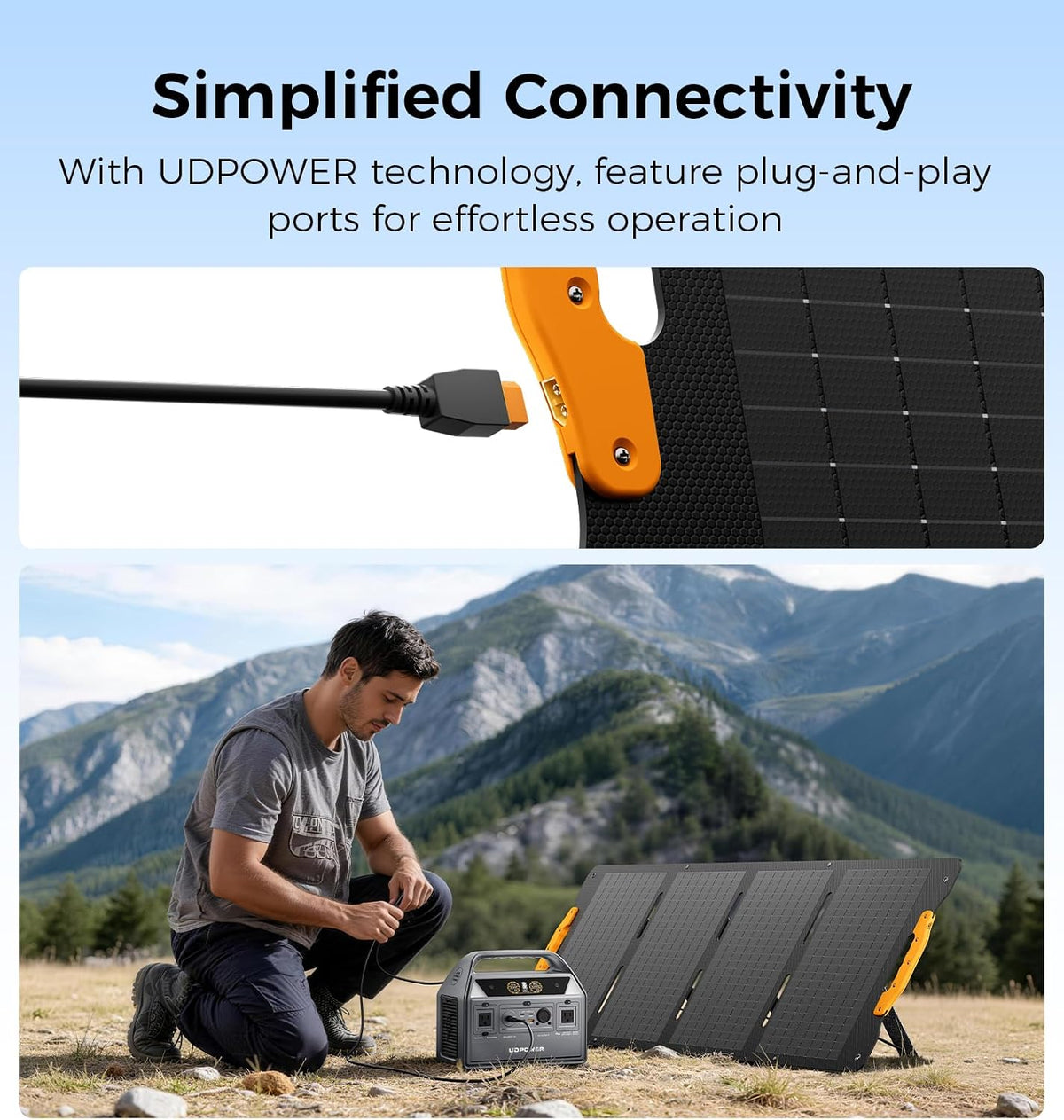 UDPOWER 120W Portable Solar Panel(New Version) for Power Station Generator, 18V Foldable Solar Cell Solar Charger with High-Efficiency Battery Charger for Outdoor Camping Van RV Trip