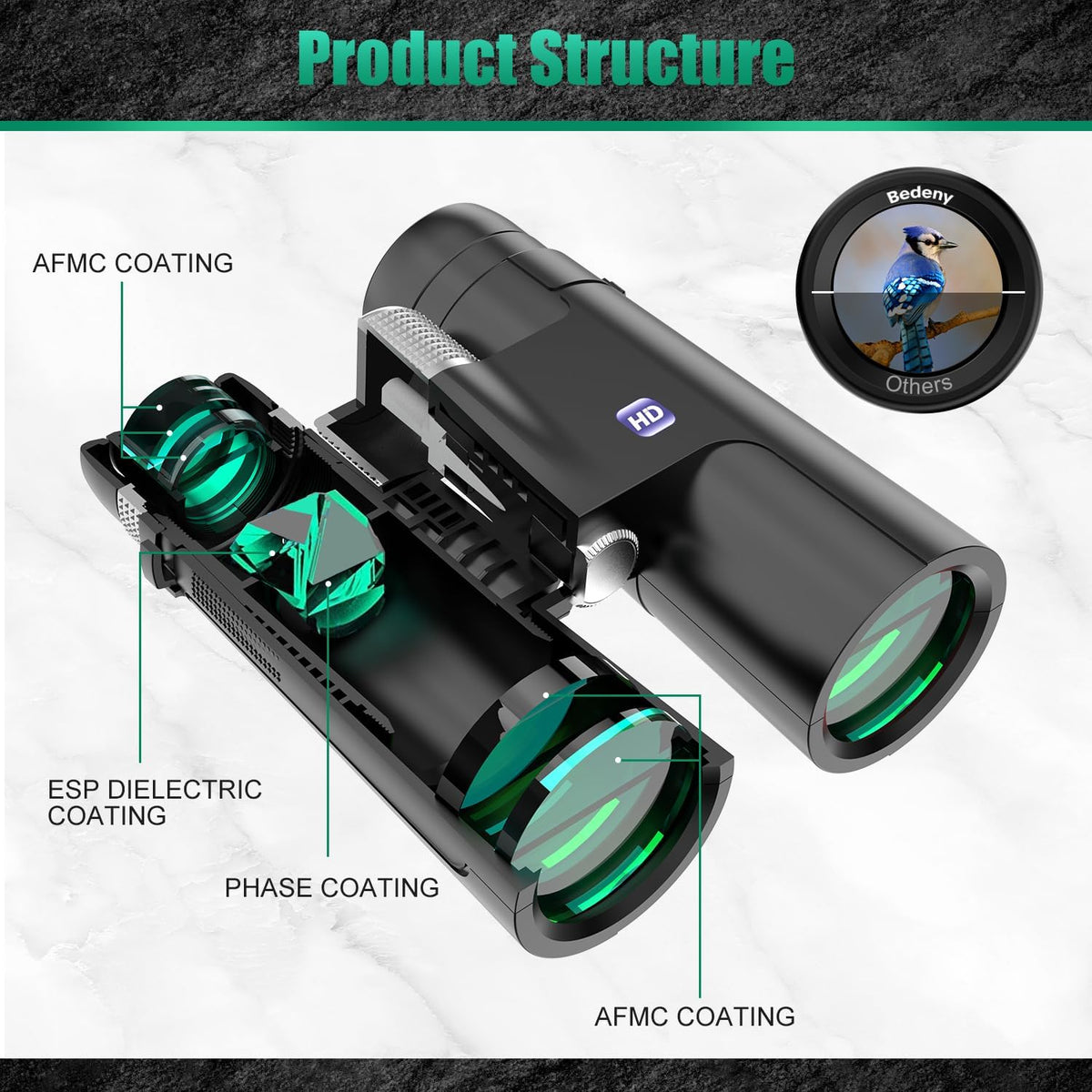 18x50 HD Binoculars for Adults with Upgraded Phone Adapter