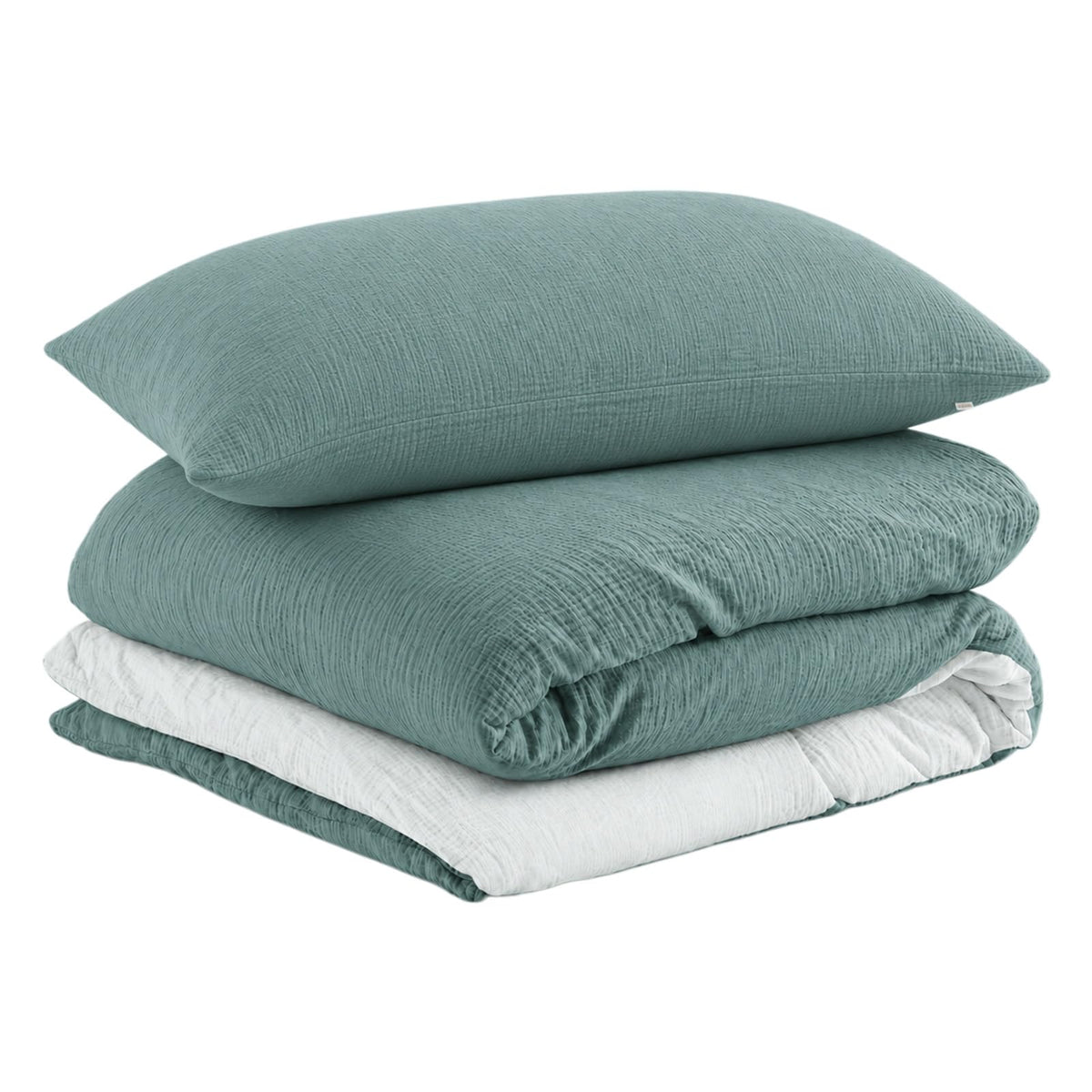 EMME Muslin Cotton Duvet Cover Set Linen Like Cream White King