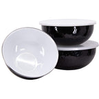 Golden Rabbit Enamelware Nested Mixing Bowls with Lids, Set of 3, Solid White Textured