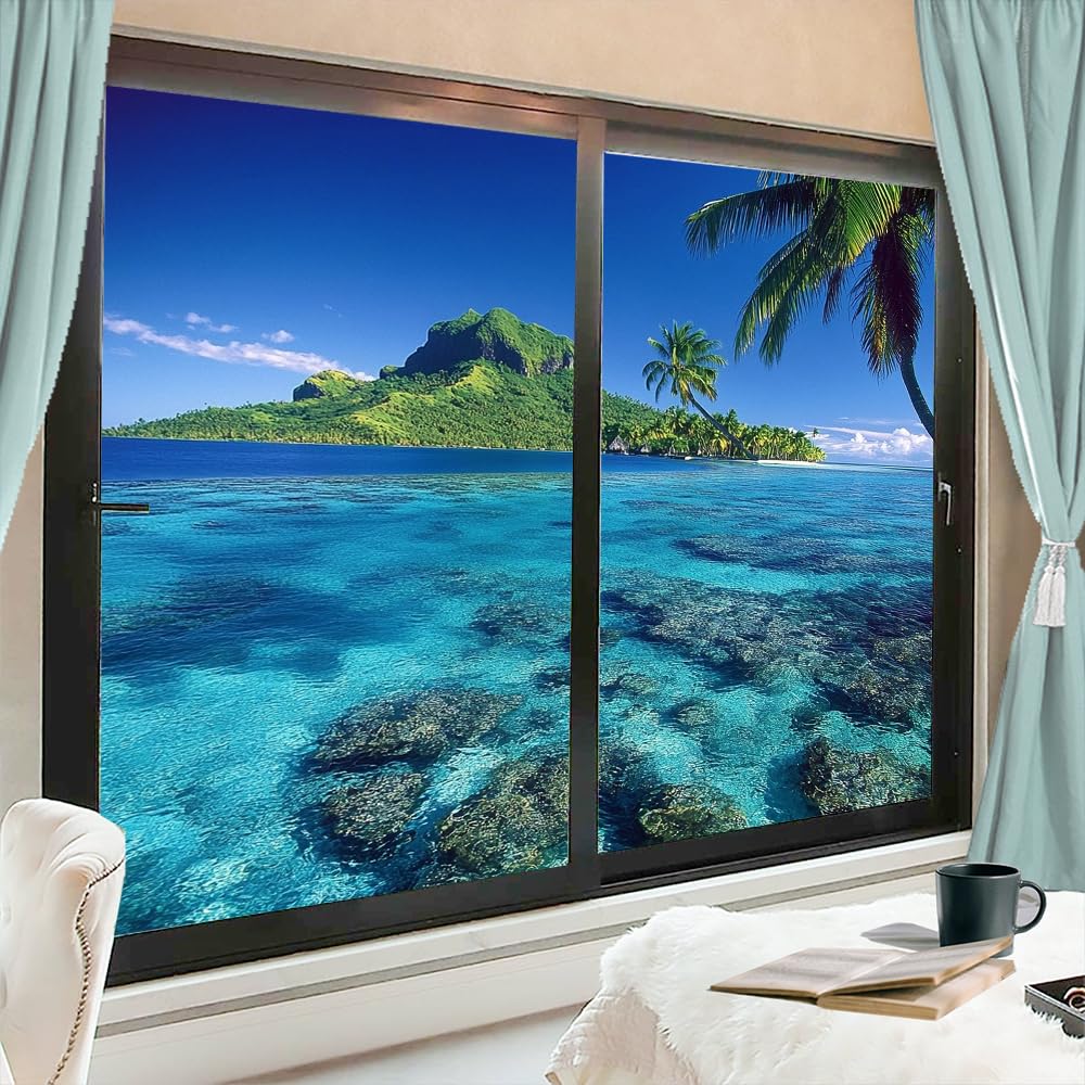 Leaf Textures Stained Glass Window Film 31.5Wx47.2L inch x 2pcs