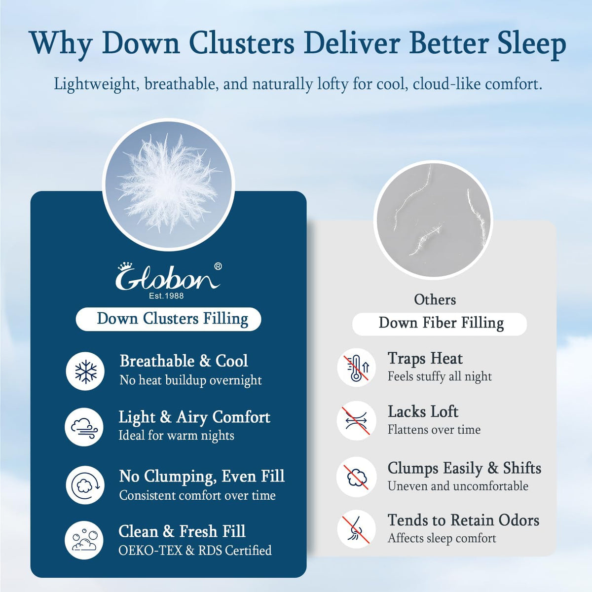 Globon Summer Down Comforter King Size,Extra Lightweight Duvet Insert,White