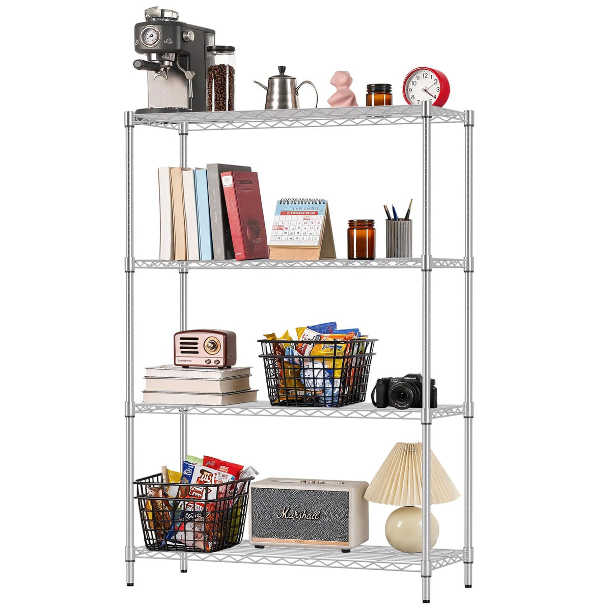 FDW | 6-Tier Wire Shelf with Wheels | 45" x 18" x 82" | Chrome