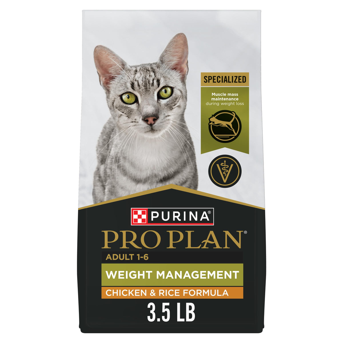 Purina Pro Plan Weight Management Dry Cat Food, Chicken & Rice, 16 lb Bag