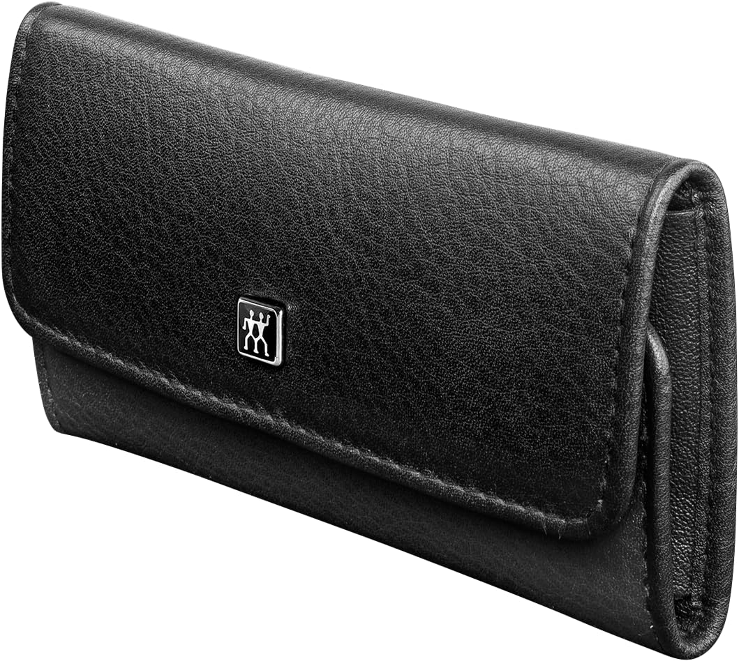 ZWILLING Beauty TWINOX 5-Piece Travel Nail Kit, Manicure and Pedicure Kit, Cowhide Leather Nail Care Set, Durable Stainless-Steel Instruments, Premium Leather, Black