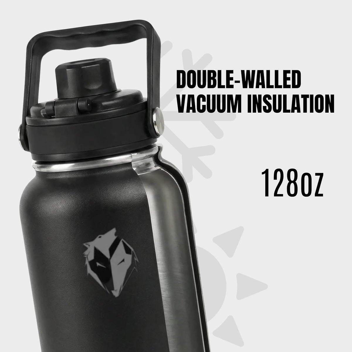 Ekkovision Ekko Flask Insulated Water Bottle, Stainless Steel, Black,128 Oz