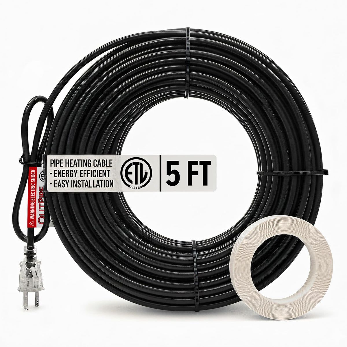 10ft OutPipe Self-Regulating Pipe Heating Cable Kit with Mounting Tape