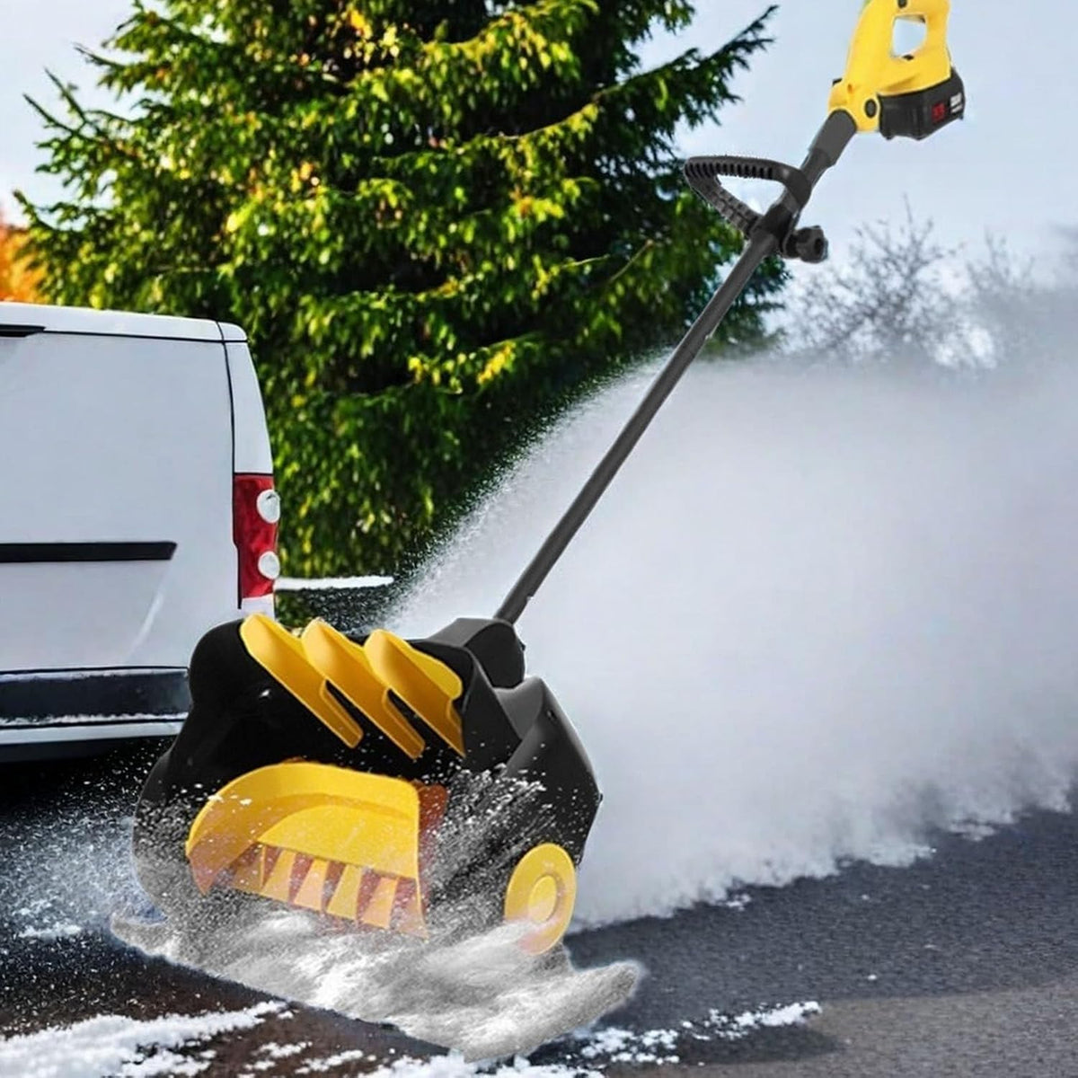Cordless Snow Shovel, Snow Blower with Battery, Cordless Snow Blower, 15cm/5.9ln Handheld Electric Snow Thrower, Ideals for Driveway, Patio, and Deck Clearing,2xbattery
