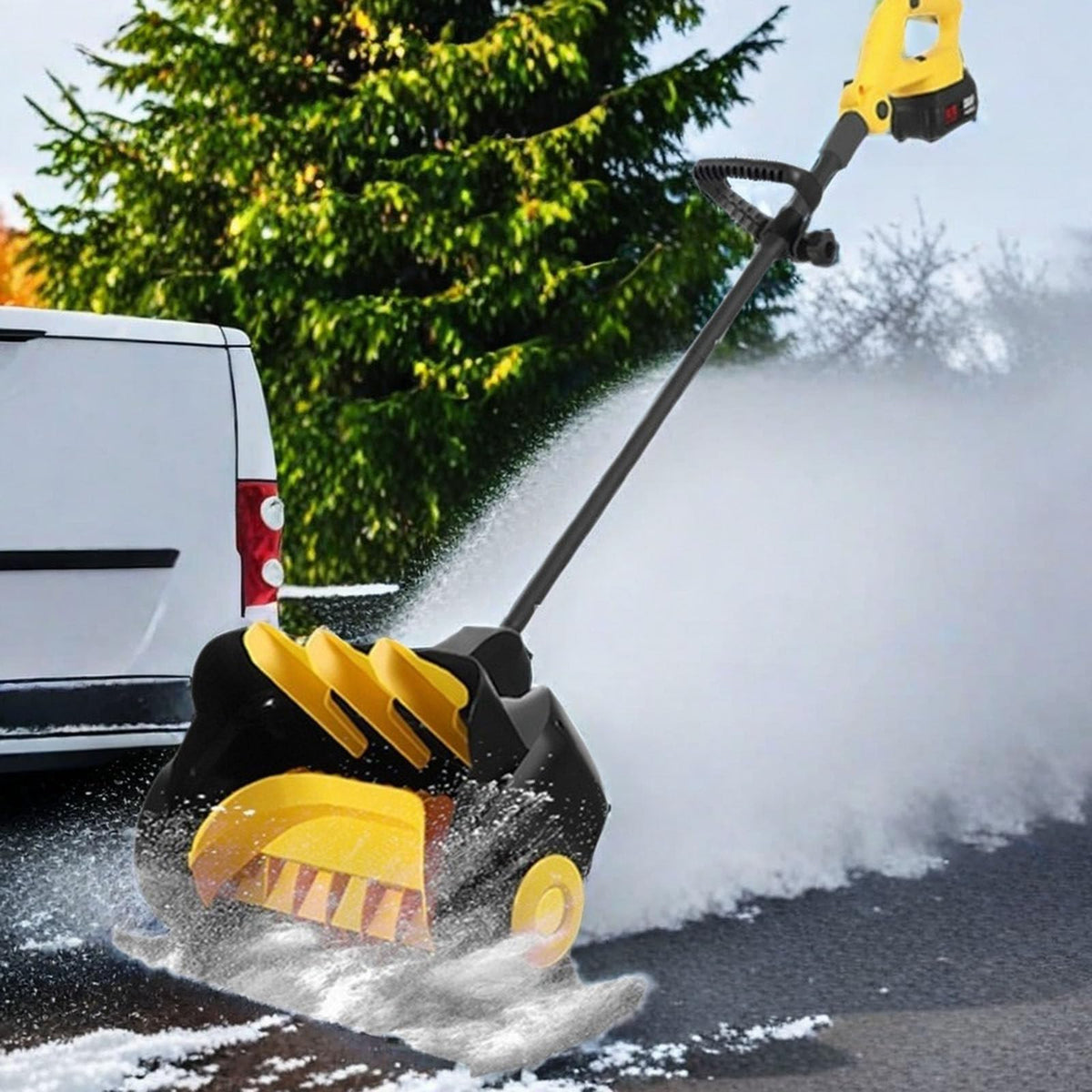 Cordless Snow Shovel, Snow Blower with Battery, Cordless Snow Blower, 15cm/5.9ln Handheld Electric Snow Thrower, Ideals for Driveway, Patio, and Deck Clearing,2xbattery