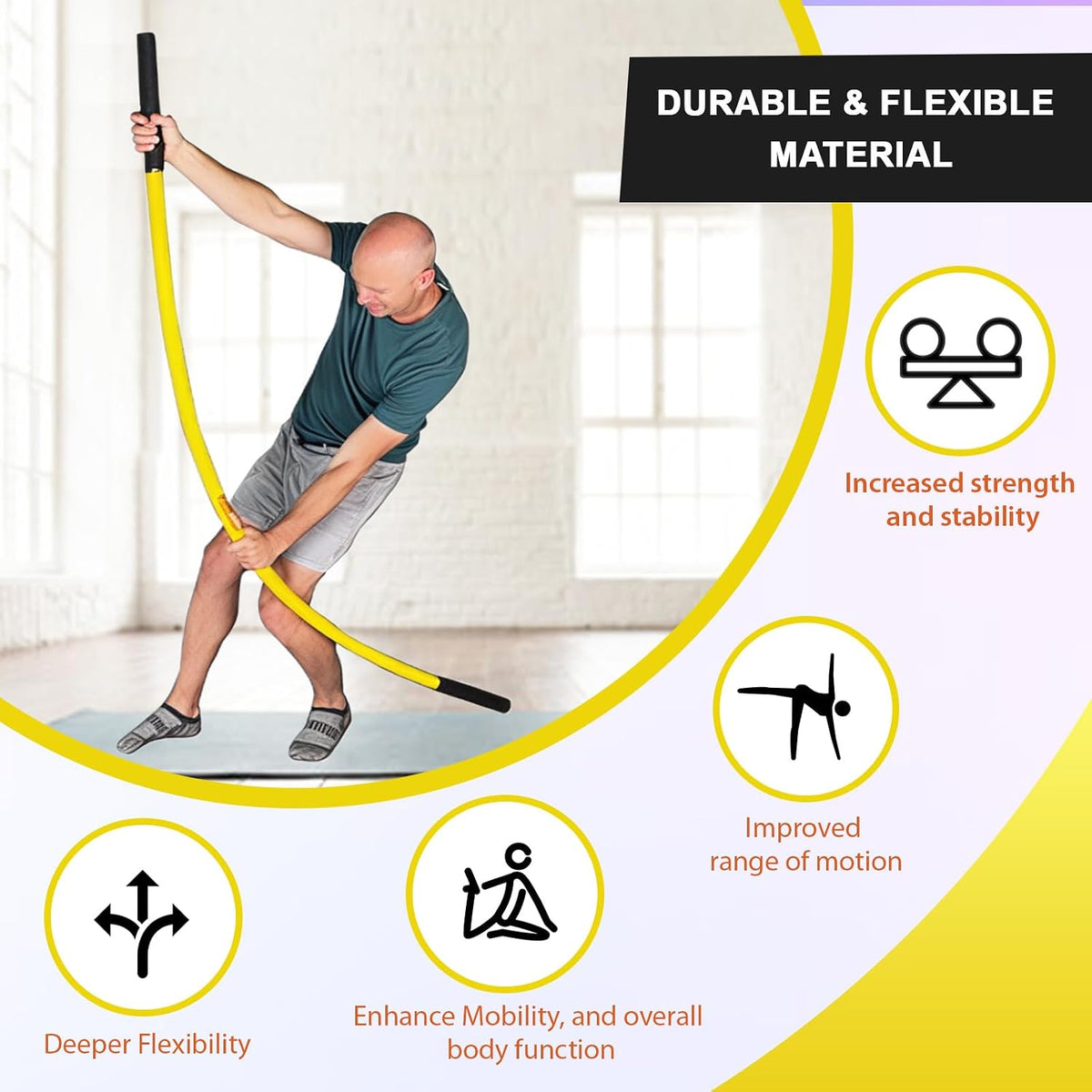 Stretch Stick | Enhance Flexibility, Mobility, and Strength with Active Stretching for Fitness, Golf, Running, Pickleball, and More | Durable and Flexible (1 Pair of Sticks)