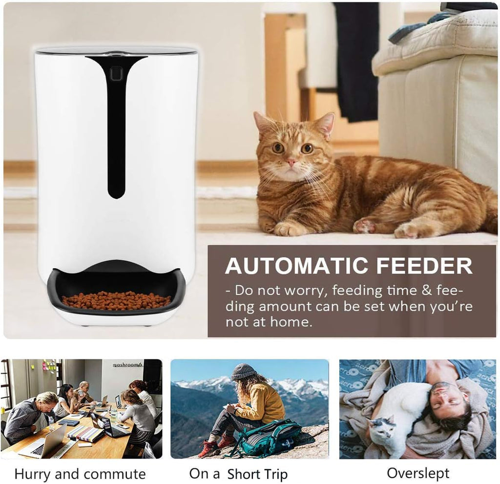 Automatic Pet Feeder for Dog and Cat Food Dispenser with Timed Programmable, Portion Control Up to 4 Meals Per Day, Voice Recorder, Battery and Plug-in Power 7L for Small Medium and Large Pet