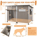 Ketive 55" Extra XL Wooden Outdoor Dog House with Iron Frame for Large Dogs