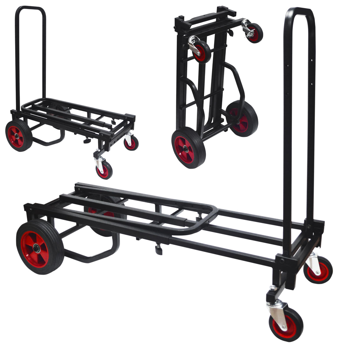 Pyle Compact Folding Adjustable Equipment Dolly - Heavy Duty Multi‑Function Convertible Cart Hand Truck/Platform Cart with Wheels - Expandable Up to 25.24" to 40.24" - 200LBS MAX Load Capacity