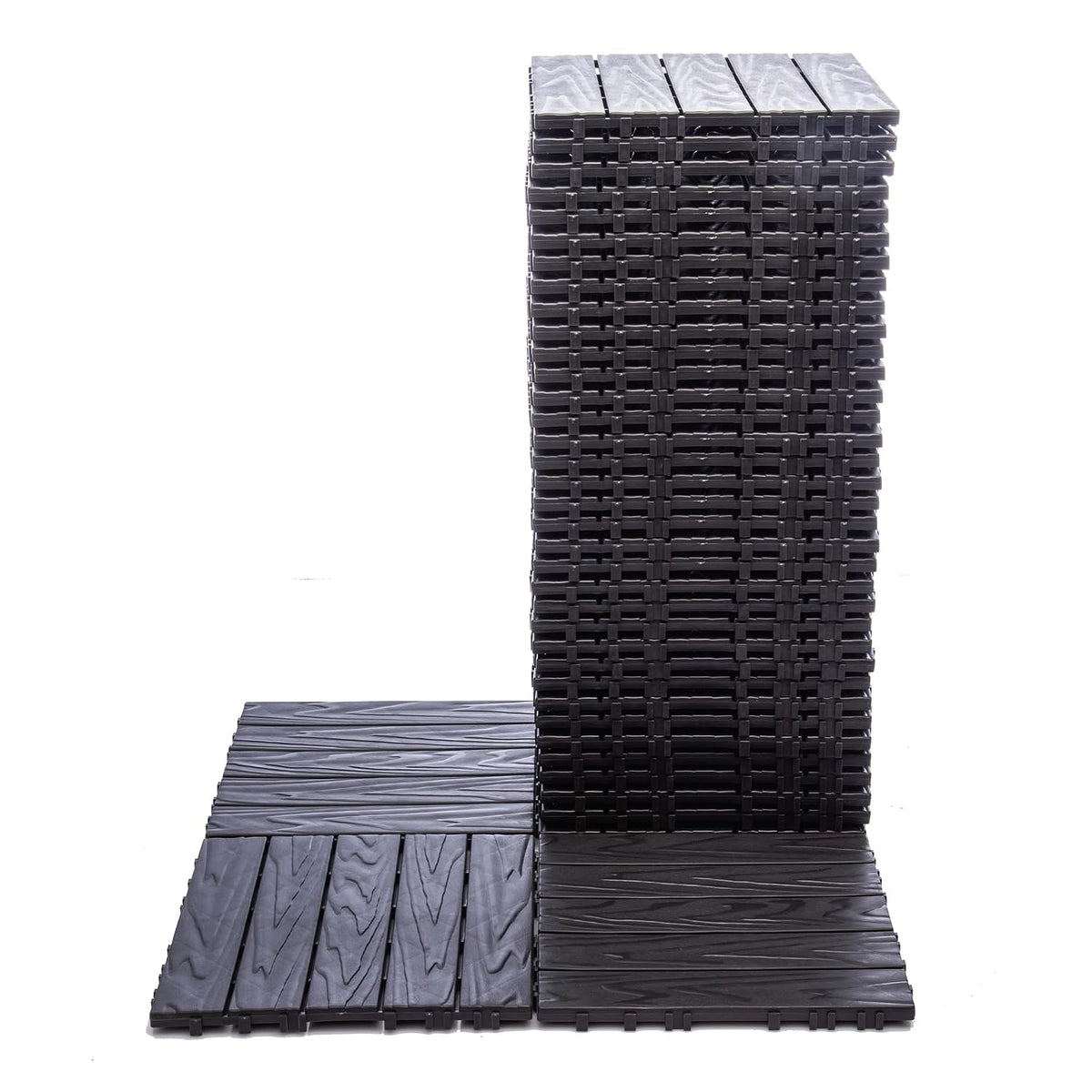 68 Pcs Interlocking Deck Tile (11.42"x11.42"), 61.60 Sq.Ft Deck Flooring Outdoor Waterproof All Weather, Flooring Tiles for Balcony, Backyard, Indoor & Outdoor, Dark Gray