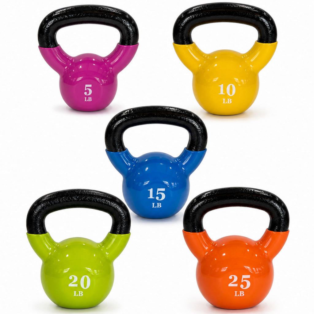 Fitvids 5-50 LB Kettlebells Cast Iron Strength Training Kettlebells for Home Gym Exercises, Single or Set