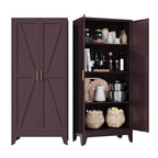 COFaR Home Farmhouse Storage Cabinet with 2 Barn Door, 61" H Metal Cabinet