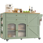 FINETONES 52" Kitchen Island with Storage, Rolling Kitchen Carts on Wheels