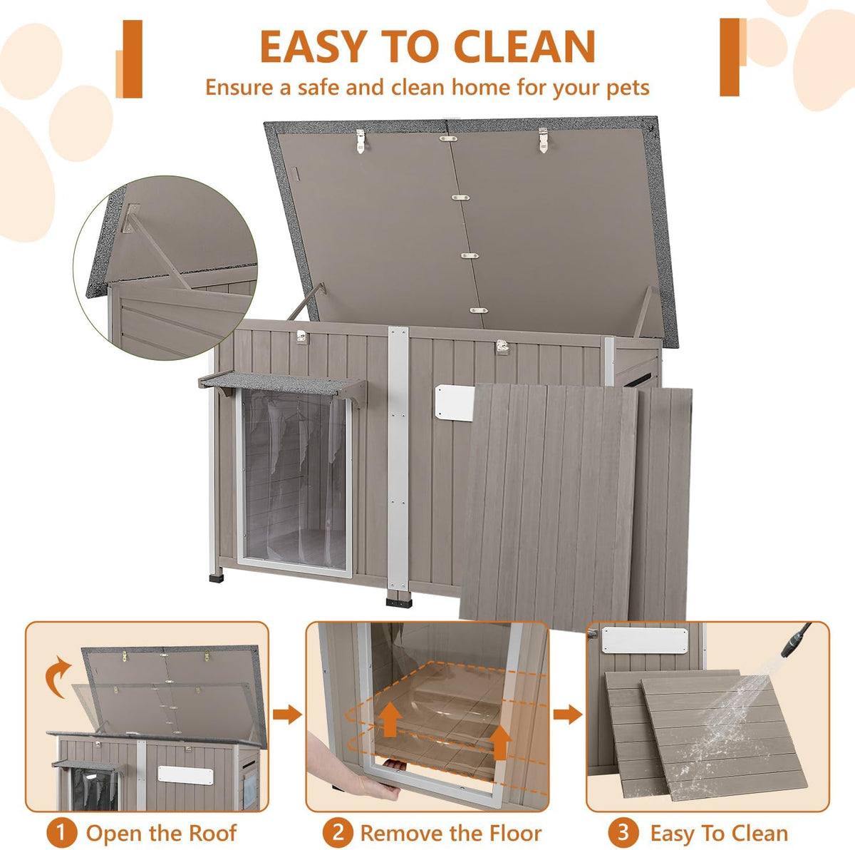 Ketive 55" Extra XL Wooden Outdoor Dog House with Iron Frame for Large Dogs