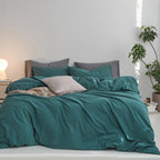MooMee Upgraded Softer Duvet Cover Set 100% Washed Cotton Twill King
