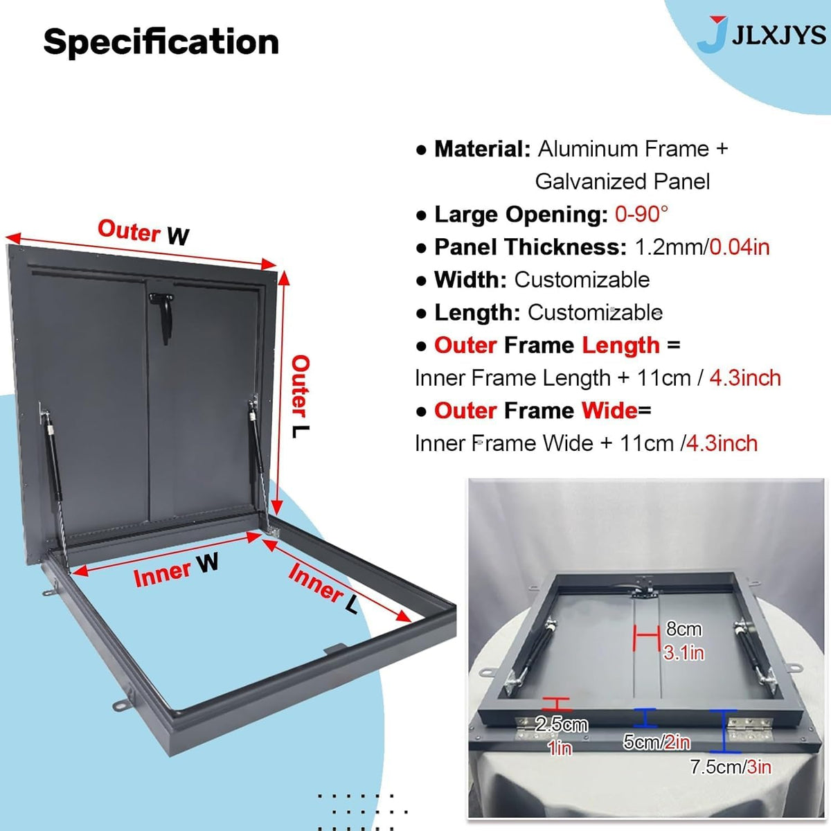 Dark Gray Manhole Cover Inspection Well Covers 20" 22 24 26 28 30 32 34 36 38 40 Inch, Basement Access Lid Weatherproof Roof Hatch Cover, Rainproof Leakproof Roof Exit Lid(20"x22")