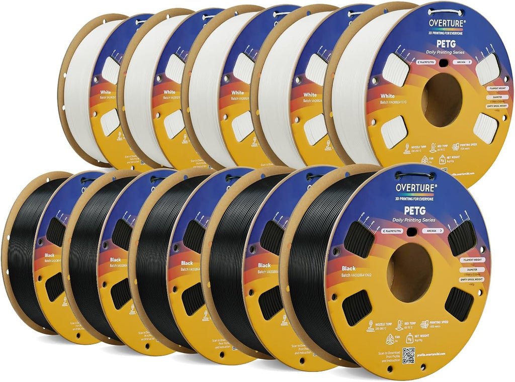 OVERTURE 10KG Bundle High Speed PETG Filament 1.75mm, 3D Printer Filament