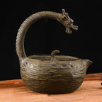 Cast Iron Teapot, Stovetop Safe Tea Kettle With handle, Asian Style Handmade Tea Pot For Home Camping Outdoor Use(1.2L, BlackB)