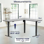 VIVO Black 63 x 55 in Corner Standing Desk, DESK-E3CTB