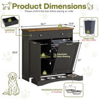 Furnaza Pet Feeding Station with 4 Bowls,Dual Doors Dog Cabinet Storage