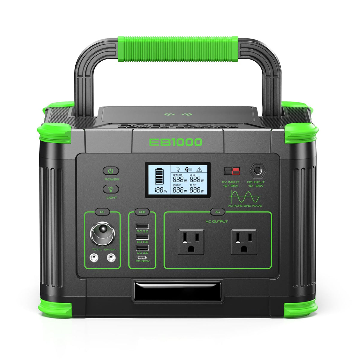 Portable Power Station 1000W 999Wh Solar Generator for Outdoor Camping