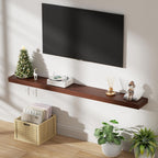 60 inch Long Walnut Floating Shelf for Wall, 8" D Fireplace Mantel