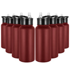 32 oz Insulated Water Bottle Bulk 8 Pack, Stainless Steel Sports Water Bottles with Straw Lid & Wide Mouth Lids, Double Walled Vacuum, Leak Proof, White
