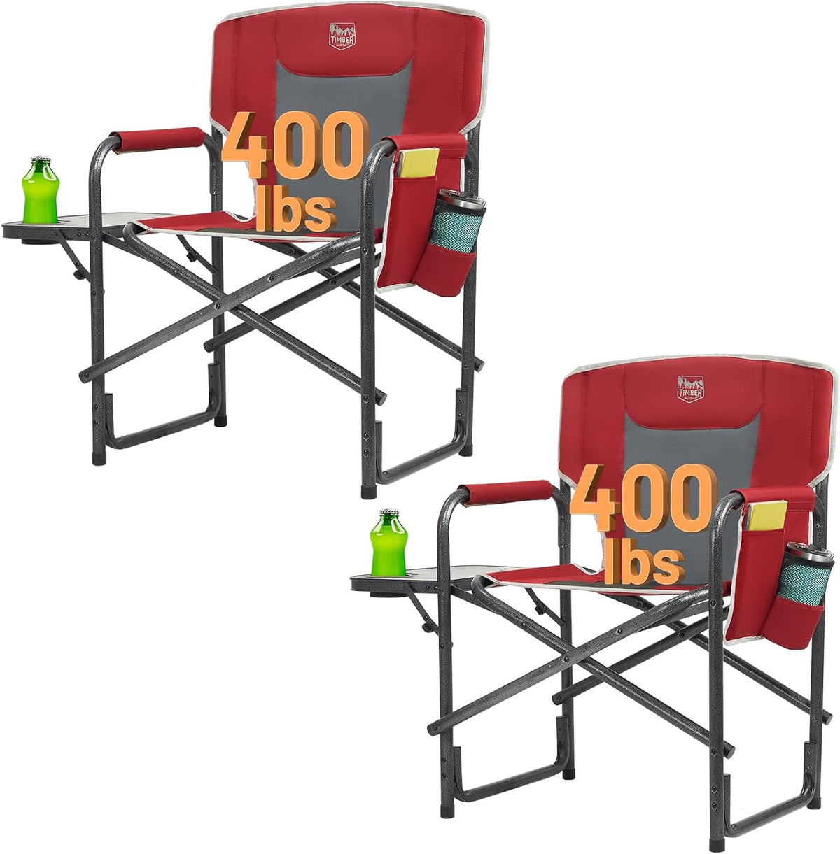 TIMBER RIDGE Aluminum Oversized Camping Chair, Support 400lbs