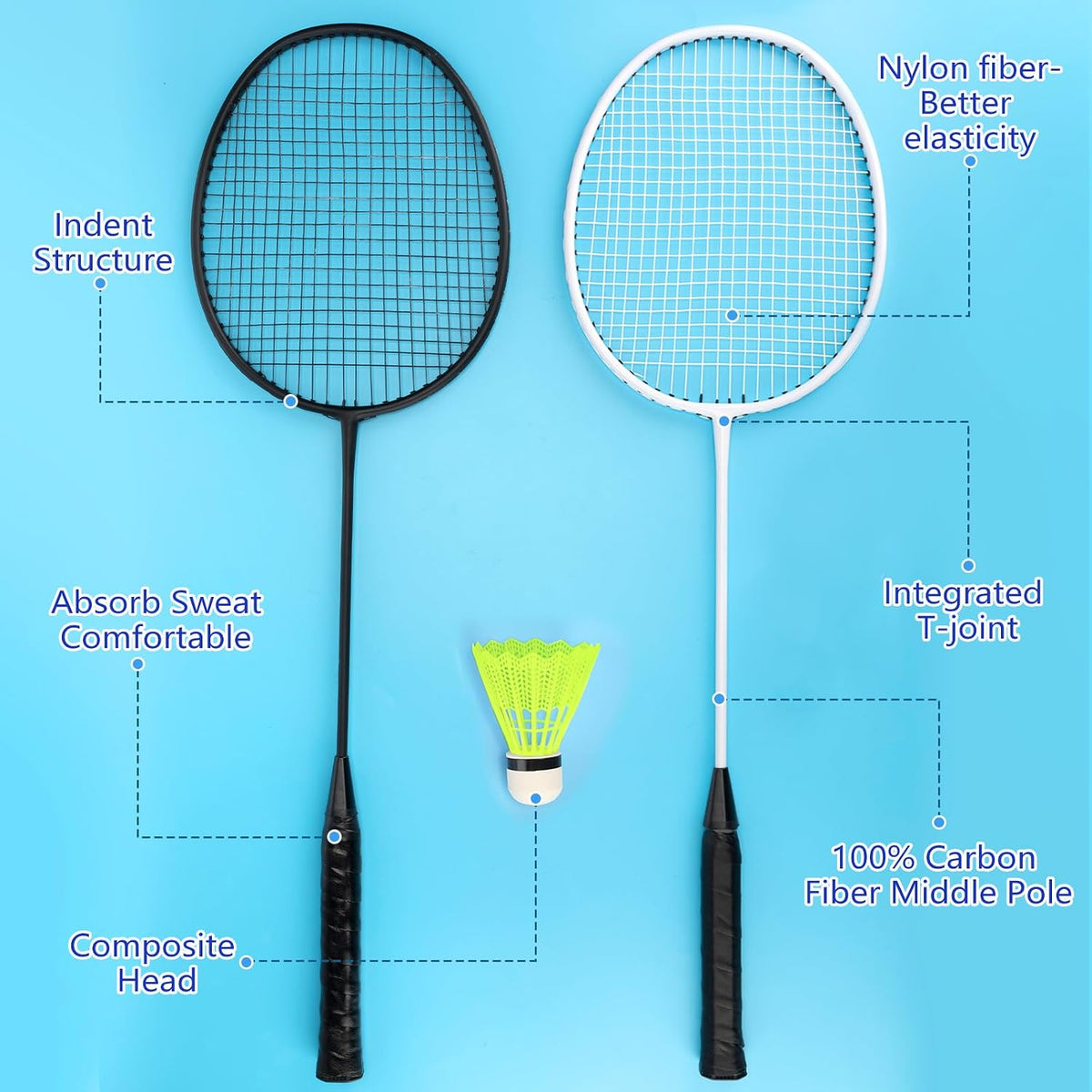 20/40 Pack Badminton Rackets Set with Shuttlecocks and Carrying Bags, Sturdy Lightweight Badminton Rackets Racquet for Adults Beginners Indoor Outdoor