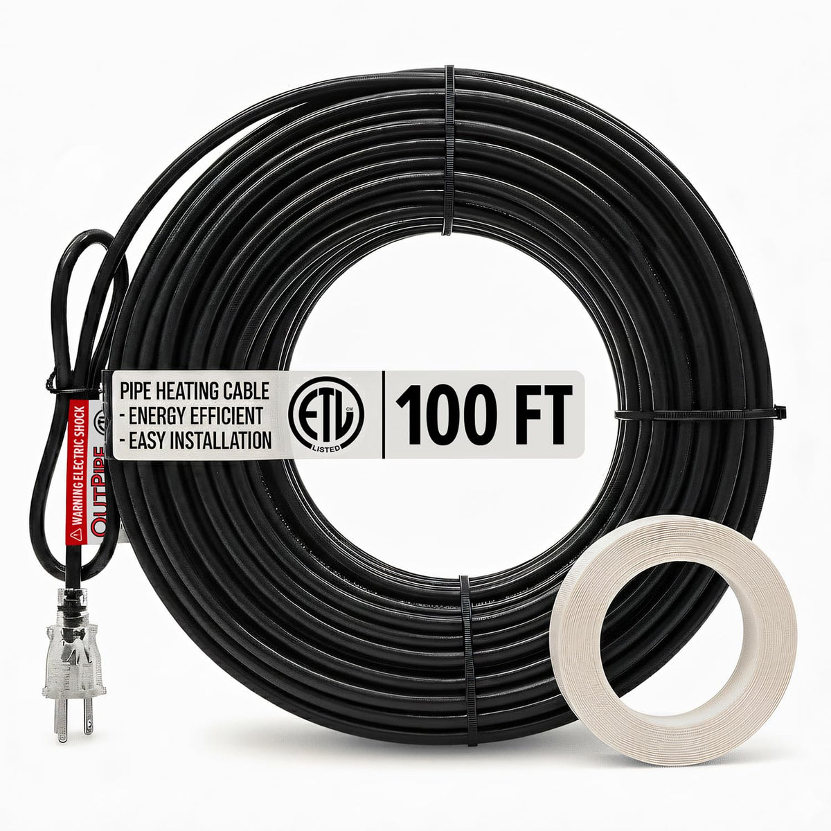 10ft OutPipe Self-Regulating Pipe Heating Cable Kit with Mounting Tape
