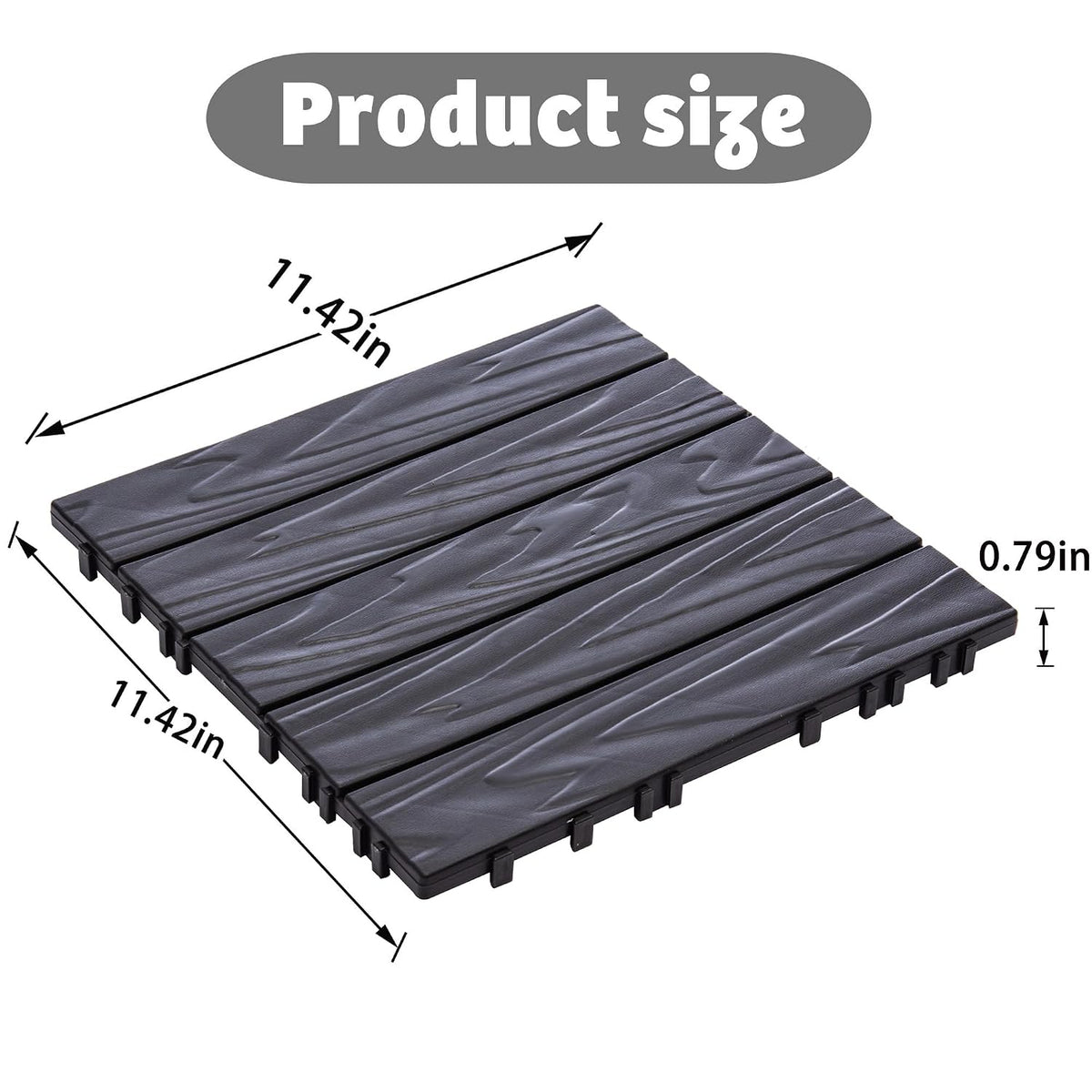 68 Pcs Interlocking Deck Tile (11.42"x11.42"), 61.60 Sq.Ft Deck Flooring Outdoor Waterproof All Weather, Flooring Tiles for Balcony, Backyard, Indoor & Outdoor, Dark Gray