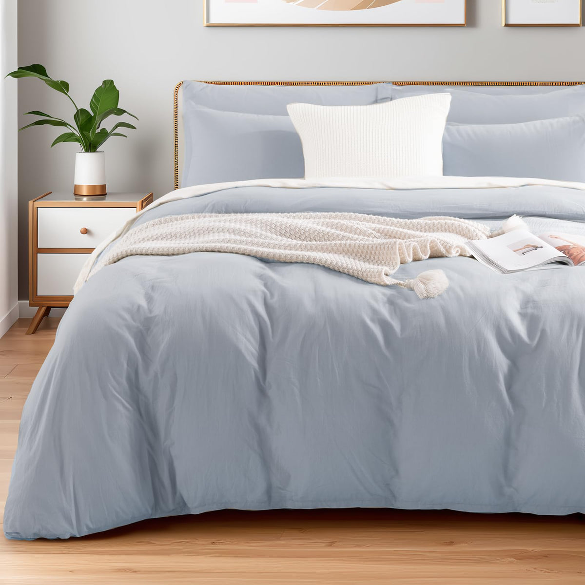 NEXHOME PRO Duvet Cover Set Queen Size Linen Look Textured 100% Washed Cotton Duvet Cover Burgundy Dark Red 3 Pieces Bedding Set with Zipper Closure,Breathable, Soft Organic Natural(No Comforter)