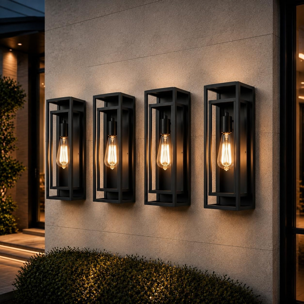 18 Inch 2 Pack Outdoor Wall Lantern Light Fixture，Large Black Exterior Wall Sconce with Clear Glass | Waterproof Anti-Rust Porch Light with E26 Socket for Entryway, Patio, Garage