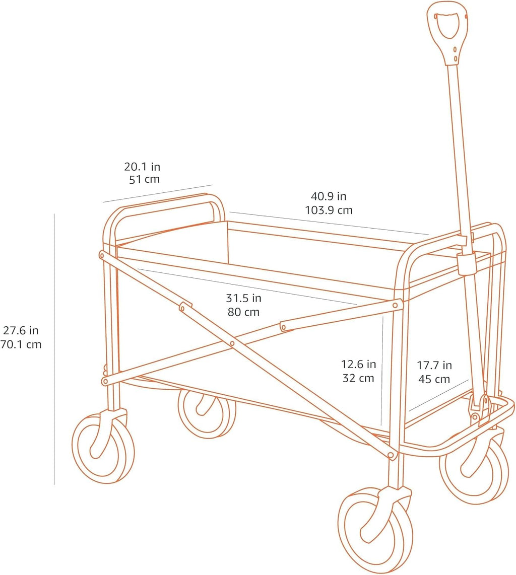 Amazon Basics Collapsible Heavy Duty Utility Wagon for Outdoor Sports, Camping, Garden, and Shopping, Versatile, Easy to Store, 265 Pounds Capacity, 27.6 x 40.9 x 20 inches, Blue