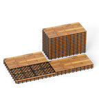 Goplus 12-Pack Acacia Wood Interlocking Deck Tiles (12 PCS,Brick)