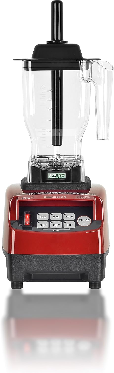 OmniBlend V Commercial Blender for Smoothies Shakes Cocktails, Heavy Duty 3-Speed, Self-Cleaning, Includes Multi-functional 2-in-1 Wet Dry Blades, 1.5 Liter BPA-Free Shatter-Proof Jar (Maroon)