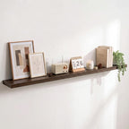 Live Edge Elm Floating Shelves - 24 In Rustic Solid Wood Shelves with Heavy-Duty Invisible Bracket, Wall-Mounted Wooden Shelf for Living Room, Bathroom, Kitchen Storage & Display, Set of 2, Natural